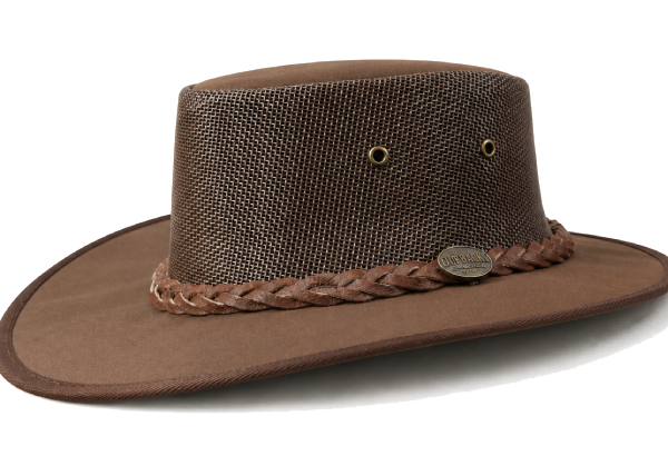 Brown outback hat with braided band