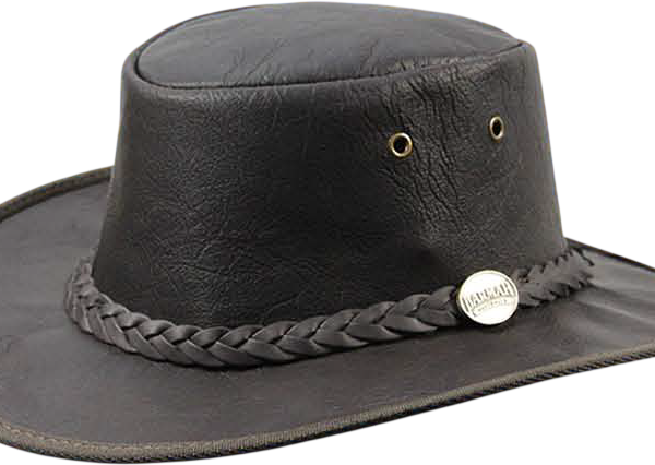 Leather outback hat with braided band