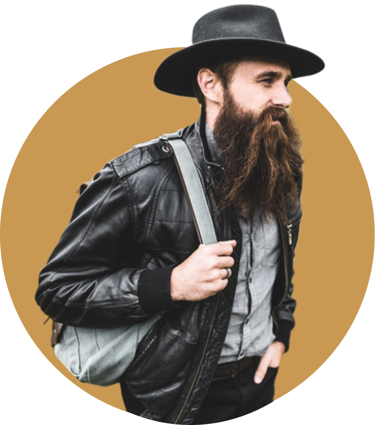 Man with beard and hat in profile