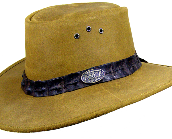 Wide-brimmed tan hat on black background
