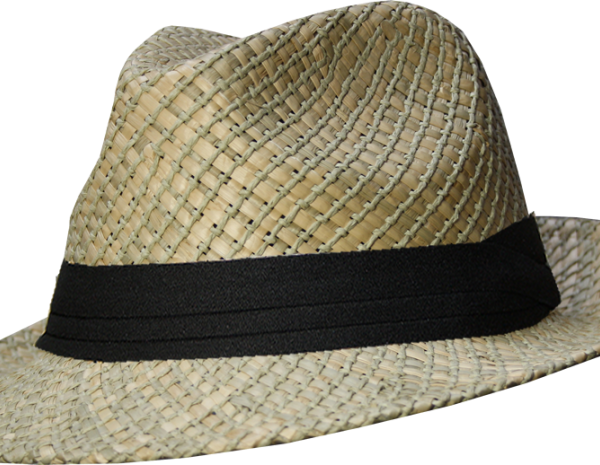 Straw fedora with black band